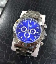 Orologio Polso Zcc Uomo Automatico Cronografo Elegante Silver Fondo Blu lac