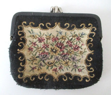 Vintage Floral Tapestry Change Coin Purse 5" Kiss Lock Wallet Metal Frame AZS