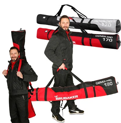 BRUBAKER 'CarverXP' Housse à skis System sac-à-dos 170/190 cm Noir Argenté Rouge