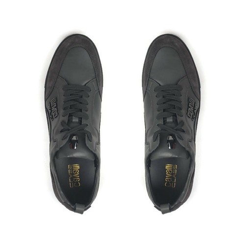 $ 495 Roberto Cavalli Klasse Schnürschuhe Leder und Wildleder Turnschuhe Herren Größe 45 grau - Bild 6 von 12