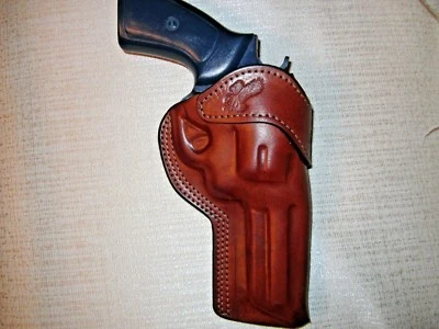 S&W 686 & 586 357 MAG. 4" BARREL, formed brown leather RIGHT HAND belt holster