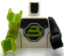Lego New Minifig White Torso Space Lime Capital Letter B on Black Octagon Part