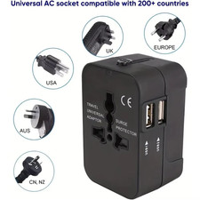 Universal Travel Adapter with USB C - Worldwide Plug for USA EU UK AUS