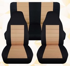 Fits 1997-2002 Jeep Wrangler Tj Black Tan Cotton Front And Rear Seat Covers