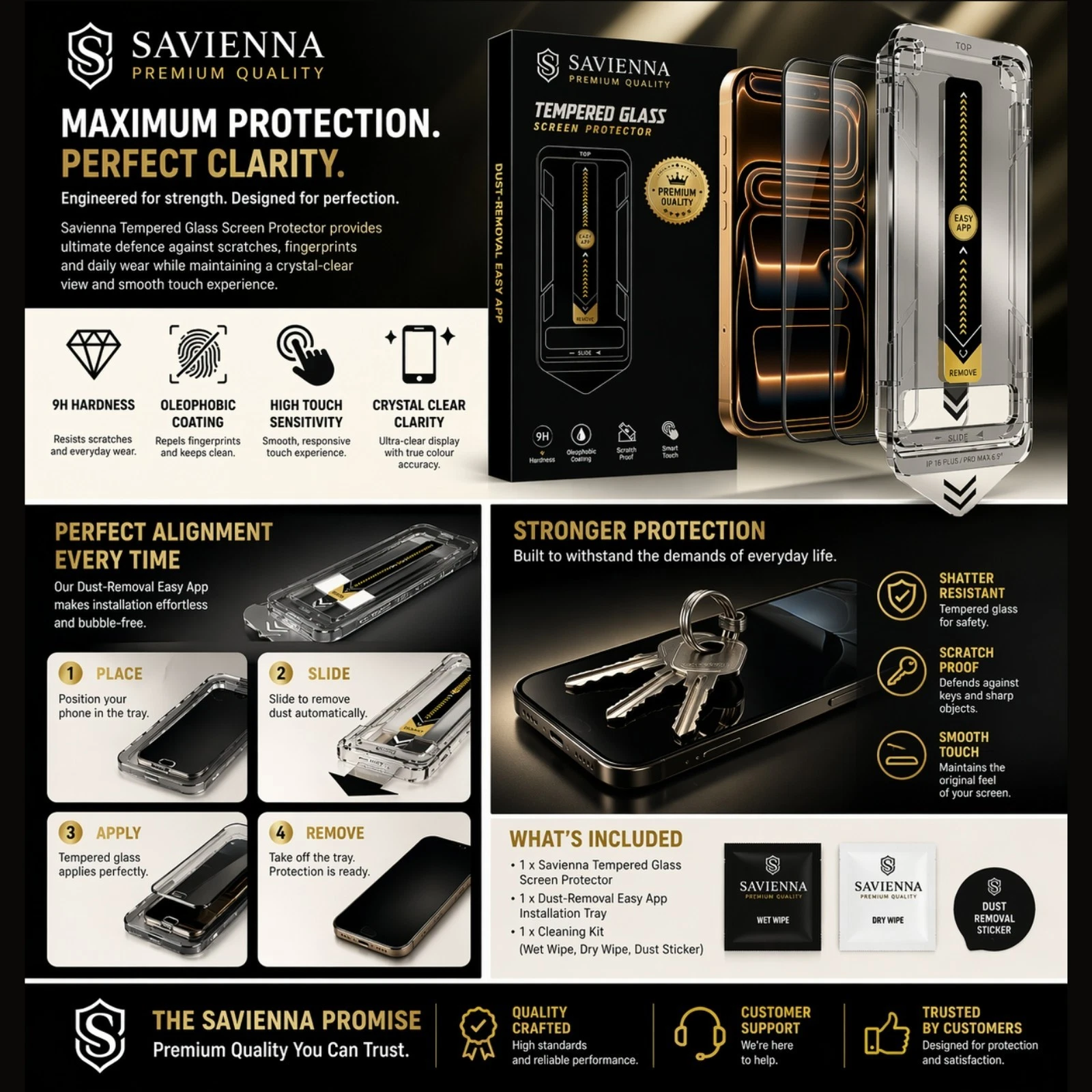 Savienna Tempered Glass Screen Protector for iPhone