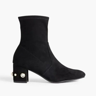 Stuart Weitzman Allshine Crystal-Embellished Suede Ankle Boots Sz 7.5 NEW SH05