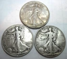 1945 P, 1946 P, 1947 P *3 SILVER WALKING LIBERTY HALF DOLLARS *As Seen FREE SHIP