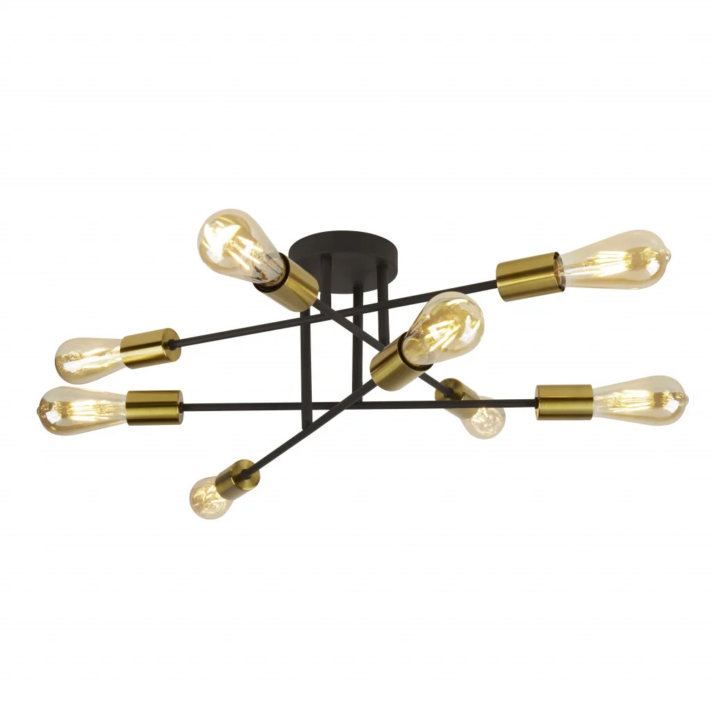 Ceiling Light Black Armstrong 8 Matt Satin Brass Searchlight 8048-8BK