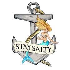 Decal Vinyl Sticker "Stay Salty" - Anchor/Mermaid Made in USA