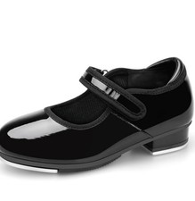Stelle Toddler Girls Black Patent Mary Jane Tap Shoes, size 7 MT