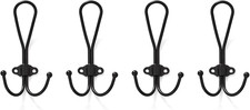 Farmhouse Black Coat Hooks Wall Mount, Rustic Large Heavy Duty Metal Wall Hooks