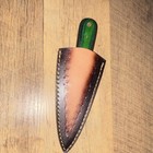 Fixed Blade Hunting Knife Wood Handle Etched Damascus Steel Drop Point w/ Sheath — photo 2