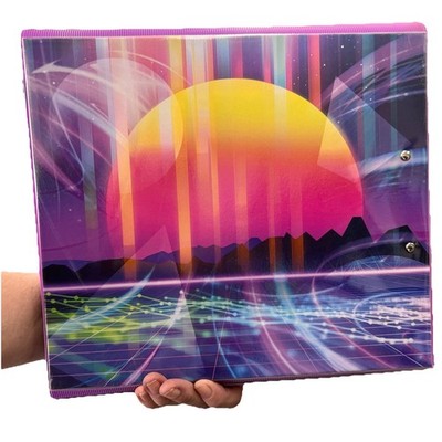 TRAPPER KEEPER 2 Folders 1'' Ring Sunset Sun Ocean & Palm Trees Retro Style
