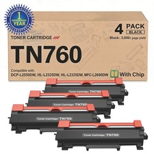 4PK TN760 Toner Compatible for Brother TN730 HL-L2390DW MFC-L2710DW DCP-L2550DW