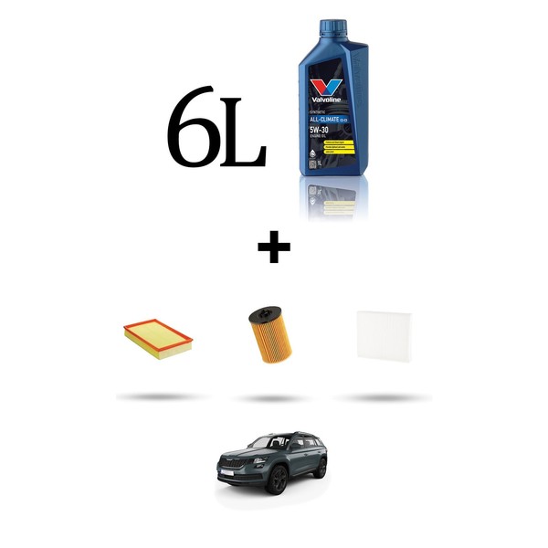 Hoffcar Servicekit 3 Filter Und 6L ÖL FüR Skoda Kodiaq 2.0 Tdi 85Kw Ab 2018-image