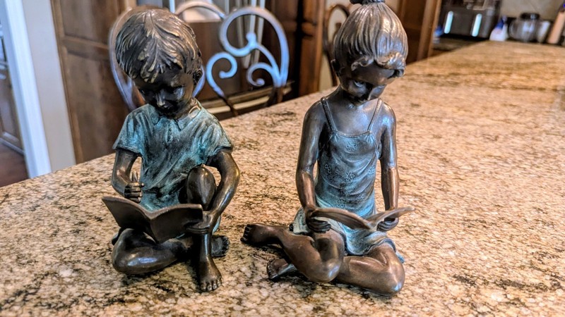 San Pacific  International SPI Boy & Girl Bronze Bookends 