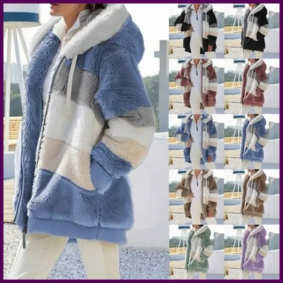 Oversized Jacket for Women 2023 New Autumn Winter Warm Plush Pocket Hooded