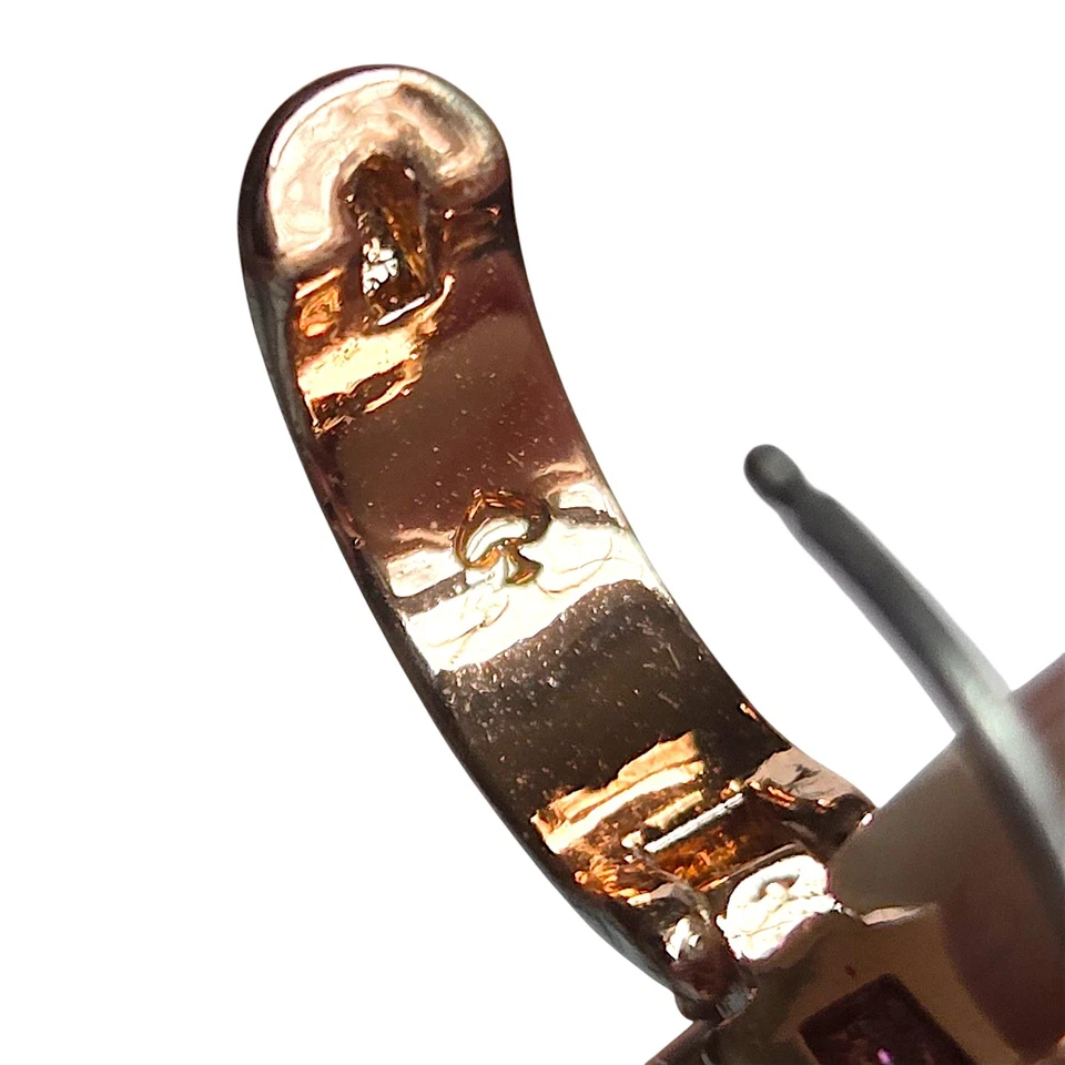 Kate Spade Rosy Pink Pavé Flower Charm Huggie Hoop Earrings Rose Gold Tone *READ - Image 4 of 4