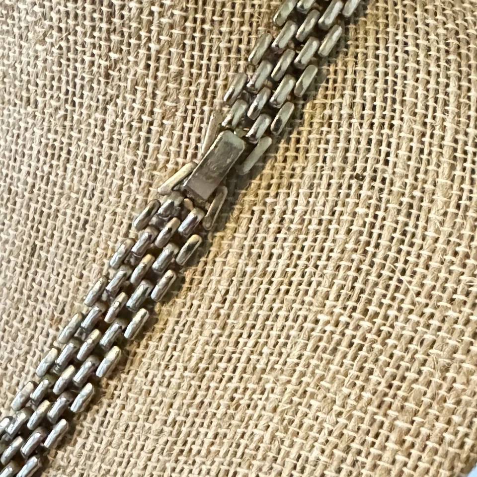 Винтажный плоский ссылка воротник ожерелье Panthere пять ряд широкий золотой тон - Изображение 4 из 4