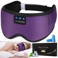 Bluetooth Sleep Mask Headphones Purple Silk 2 in 1 Block Light for Better Sleep