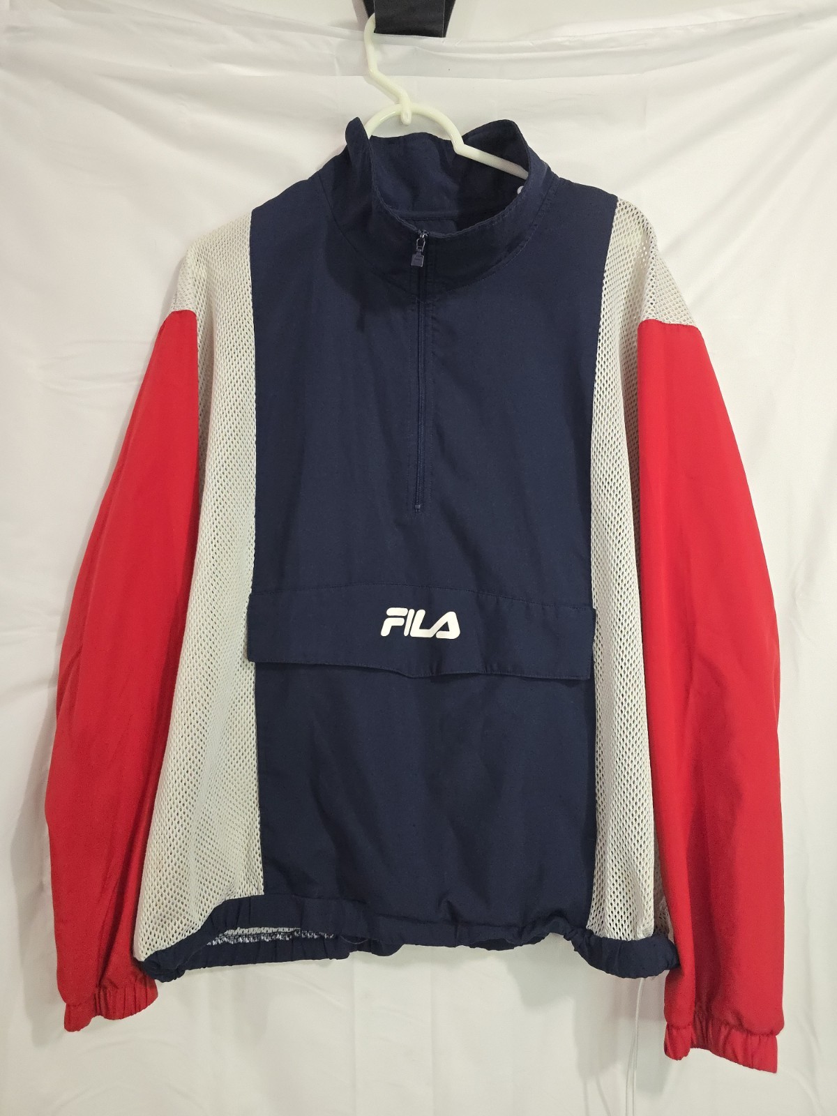 FILA giacca a vento uomo pullover tasca frontale ventilata rosso bianco blu taglia 2XL