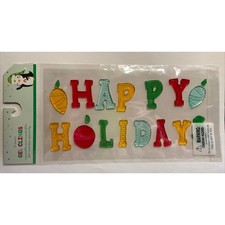 NEW HAPPY HOLIDAYS Christmas window Gel Clings Lights Stickers 18 pcs Winter  