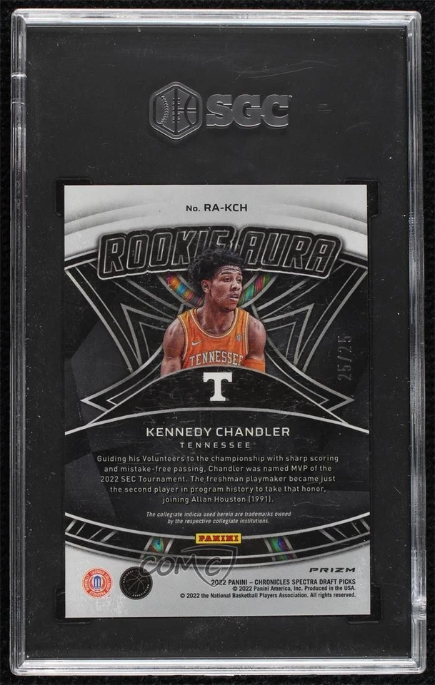 2022 Panini Chronicles Draft Picks Meta Prizm /25 Kennedy Chandler SGC 10 GEM RC - Image 2 of 2