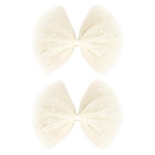 White Pearl Hair Bows 2 PCS Elegant Alligator Clips for Wedding Party School