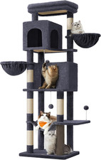 Cat Tree, 69-Inch Tall Cat Tower, Multi-Level Plush Condo with 2 Caves, 2 Basket