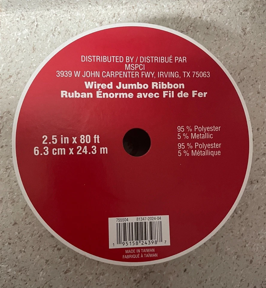 Celebrate It Jumbo 2.5” x 80 Ft Wired Christmas Ribbon Plaid Brand New Holiday - Image 2 of 4