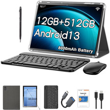 10.1 Inch Android 13 Tablet with SIM Card Slot 4G LTE Calling,12Gb 512Gb, 8000Ma