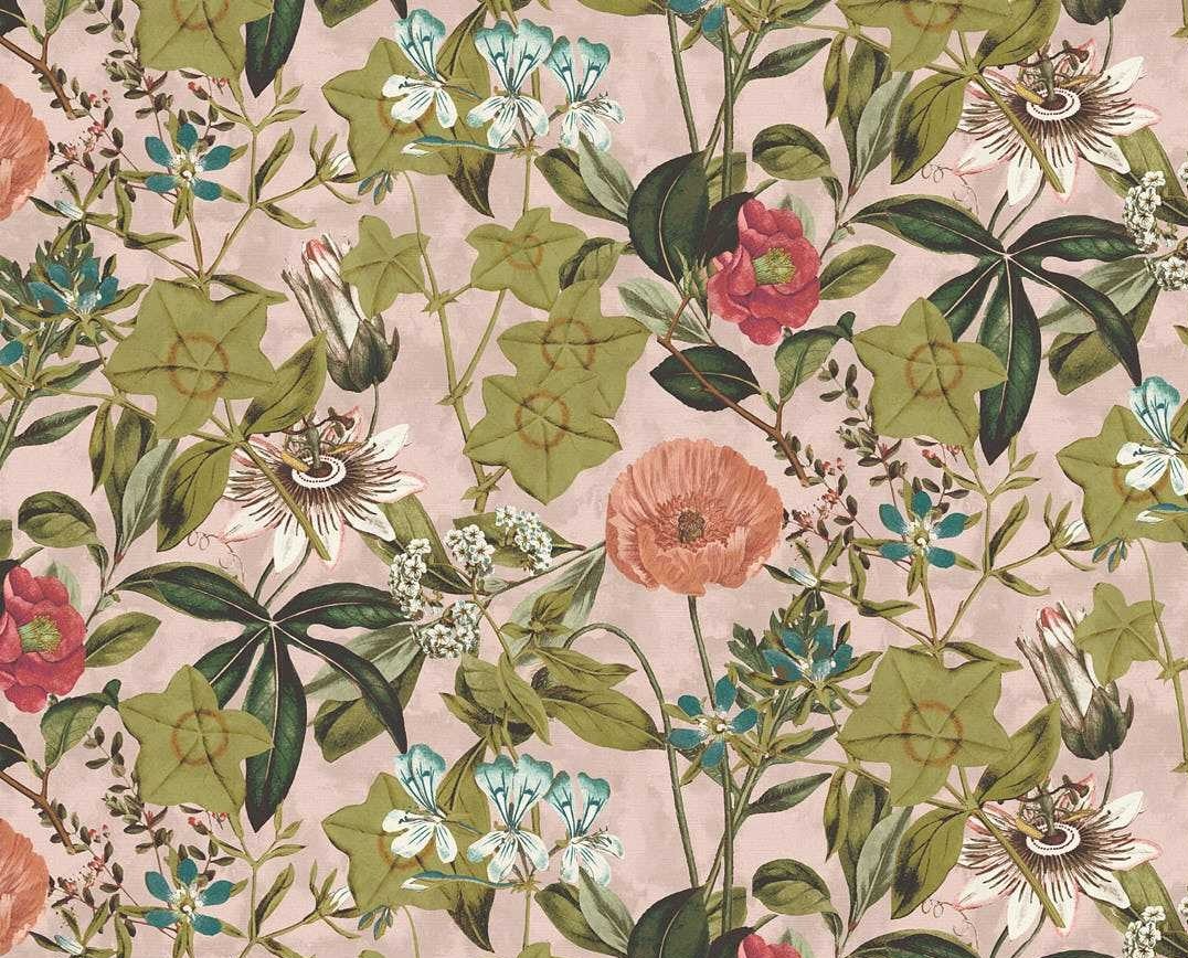 CLARKE & CLARKE CURTAIN FABRIC DESIGN Passiflora Velvet 4.1 METRES BLUSH VELVET