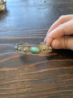 Turquoise Sterling Silver 5.5" Cuff Bracelet Native American A13
