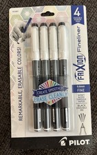 NEW Pilot Marker Pen Frixion Fineliner 0.6 mm Black Erasable, Pack of 4 12461