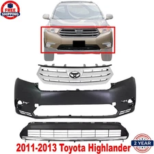 Front Bumper Cover Primed & Grille Assembly Chrome 2011-2013 Toyota Highlander
