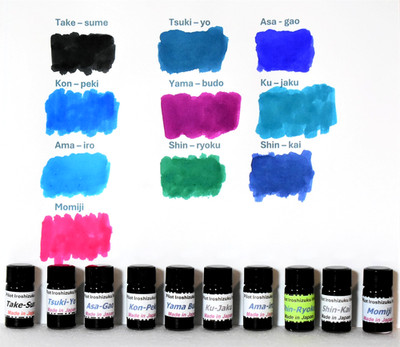 10 SAMPLE BOTTLES OF PILOT IROSHIZUKU FOUNTAIN PEN INK ~30ml OF NEW INK ~PI103A2