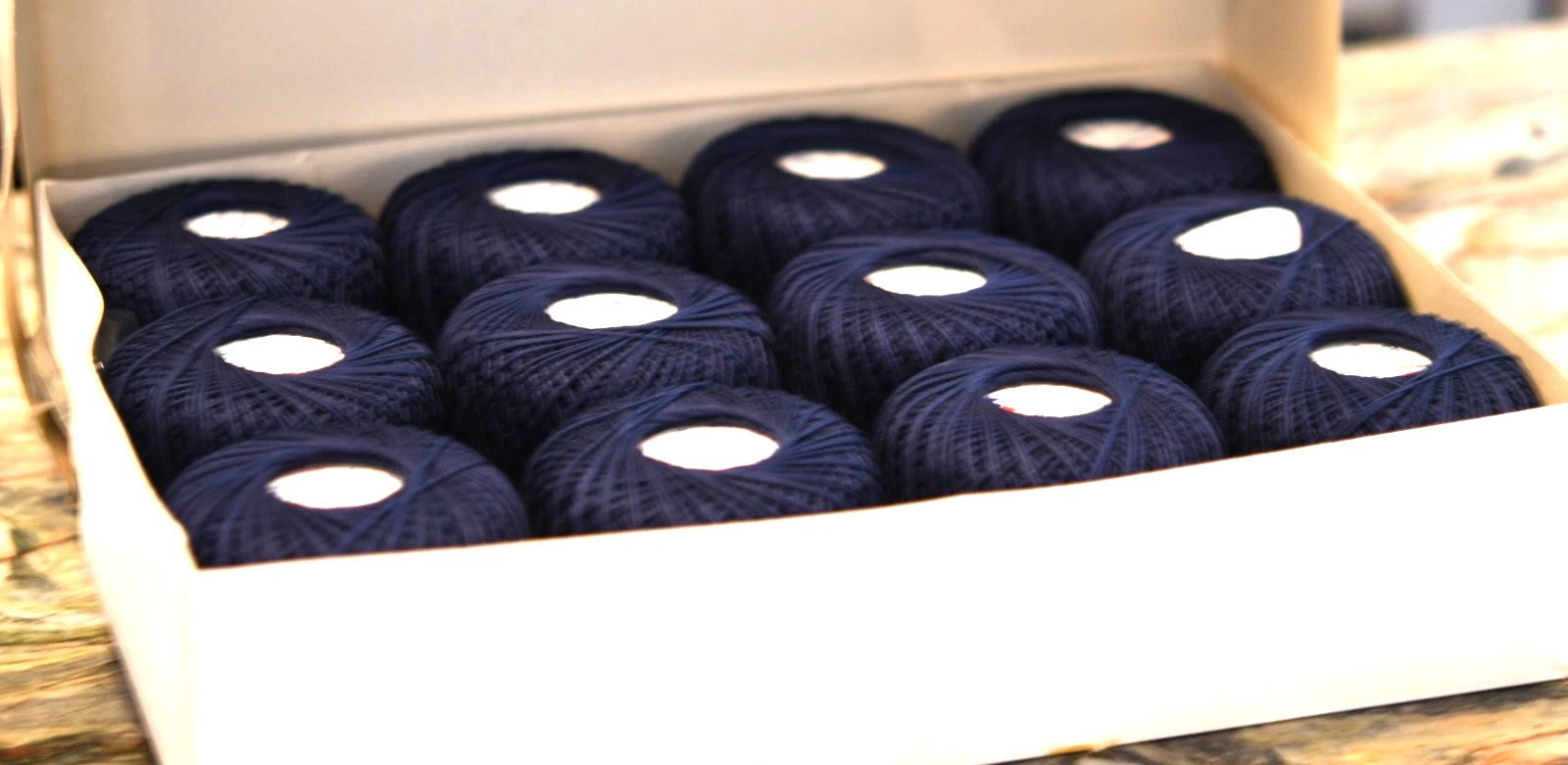 Pingouin Fil D'ecosse No. 5, Two Boxes/12-Marine & 12-Sevres, Made in France - product detail image 1