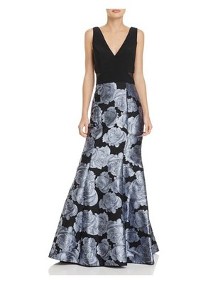 AVERY G Womens Navy Sleeveless V Neck Full-Length Prom Empire Waist Dress 2