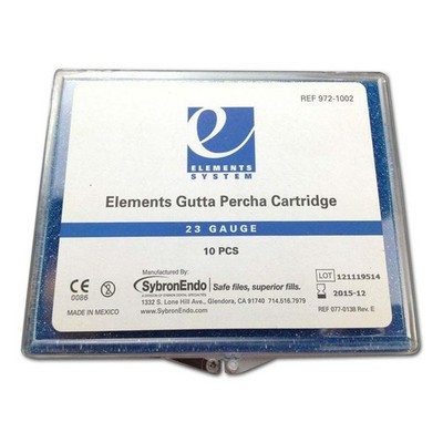 Kerr 972-1002 Elements Obturation Cartridges Gutta Percha 23 Gauge Medium 10/Pk