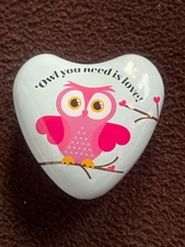 See's Candies Owl You Need Is Love Valentine Lollipop Empty Tin Case Shaped New