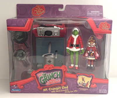Playmates ~ SANTA GRINCH & CINDY LOU WHO w/MT. CRUMPIT SLED ~ Factory Sealed