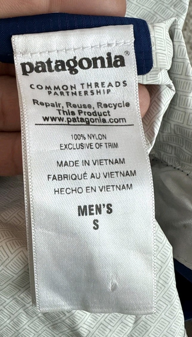 Patagonia Torrentshell Jacket Mens Small Blue H2No Waterproof Hooded Rain 83801