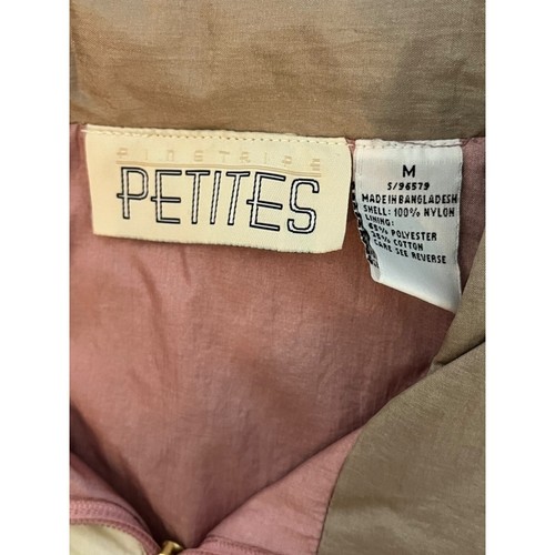 Vintage Pinstripes Petites Floral Pink Nylon Jacket Womens M Retro Feminine - Picture 3 of 4