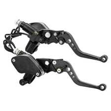 Motorcycle Brake Clutch Pump Lever with Dual Hydraulic Master Cylinder Black