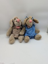 Wrinkles Dog Puppets Stuffed Animal Plush 17" Ganz Bros Lot Of 2 1981 Vintage