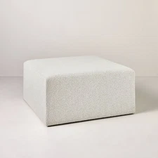 Boucle Upholstered Square Cocktail Ottoman - Oatmeal - Hearth & Hand with