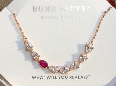 Bomb Party Suddenly in Love Lab Grown Ruby Rose Gold PLT Necklace 6238 July 2023