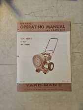 Vintage Yard Man Operating Manual & Parts List.  8010-2 Jet Sweep 