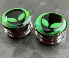 PAIR Alien Hologram Screw Fit Tunnels Ear Plugs Gauges Earlets Body Jewelry