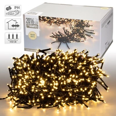 Cadena de luces led en racimo blanco cálido impermeable guirnalda navidad 14,5m - Imagen 1 de 4